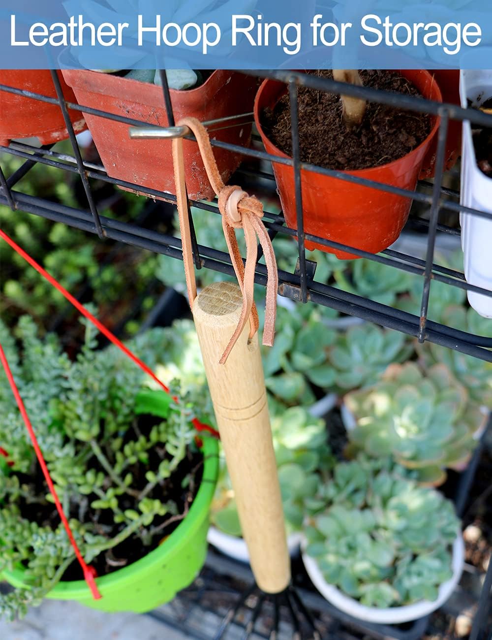 Rastrillo jardín 15pulg 6 dientes acero madera mango ergonómico