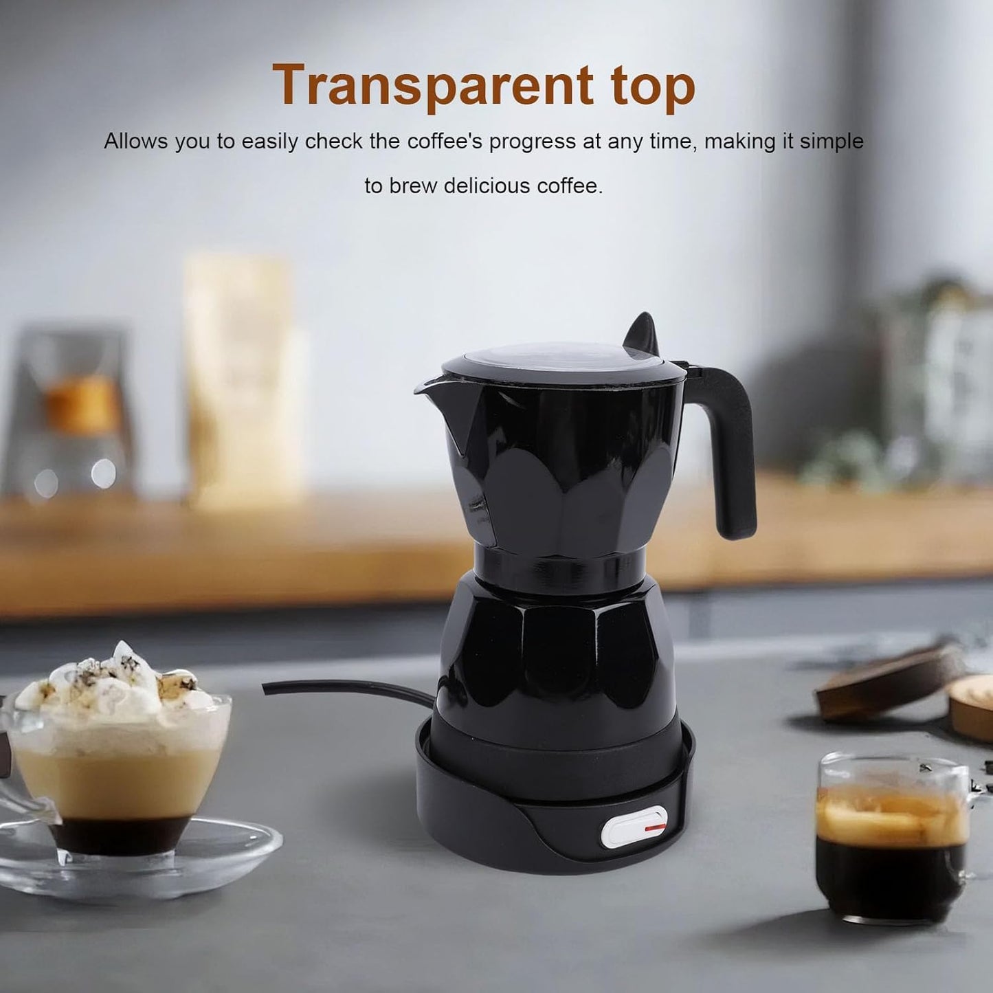 Cafetera eléctrica moka 3 tazas aluminio negro