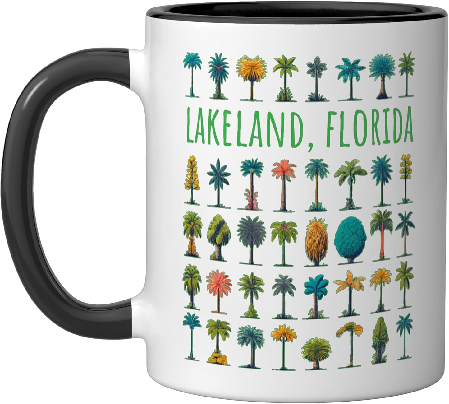 Taza Cerámica Diseño Palma Pino Negro/Blanco