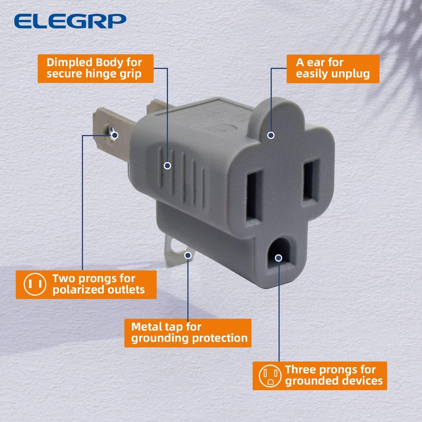 Adaptador 2 a 3 puntas pack 2 gris certificado ETL