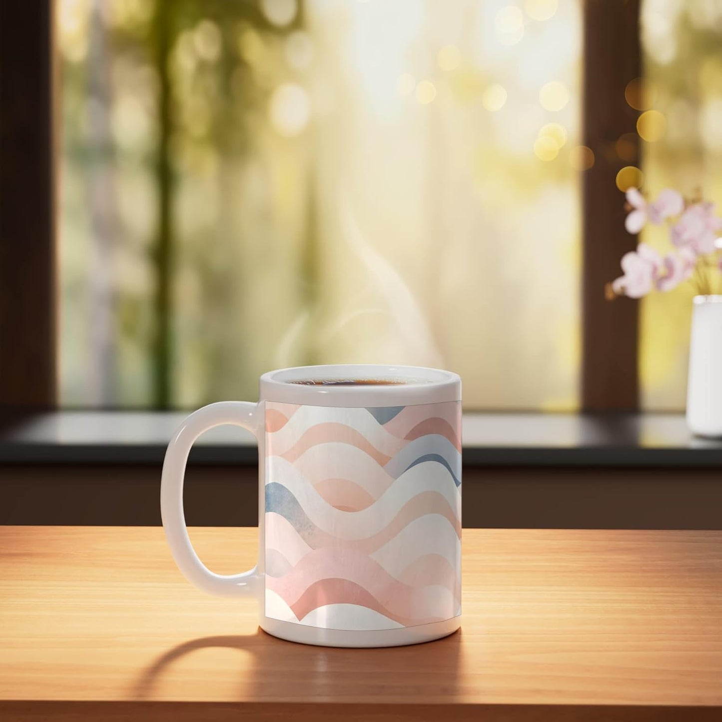 Taza Cerámica Pastel Arte Abstracto Inspirado Playa