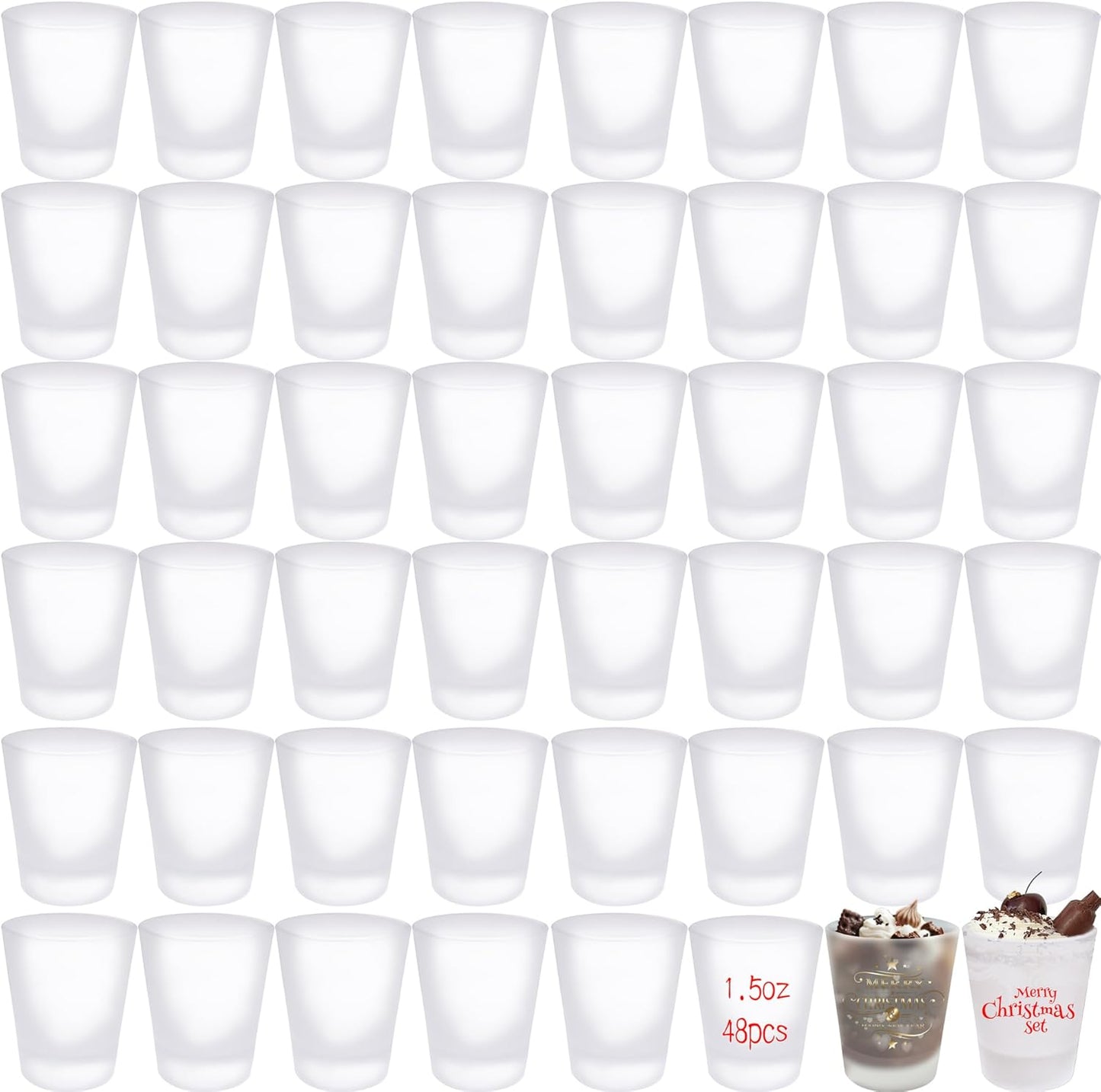 Paquete de 48 vasos chupito de vidrio esmerilado 1.5 oz con base pesada