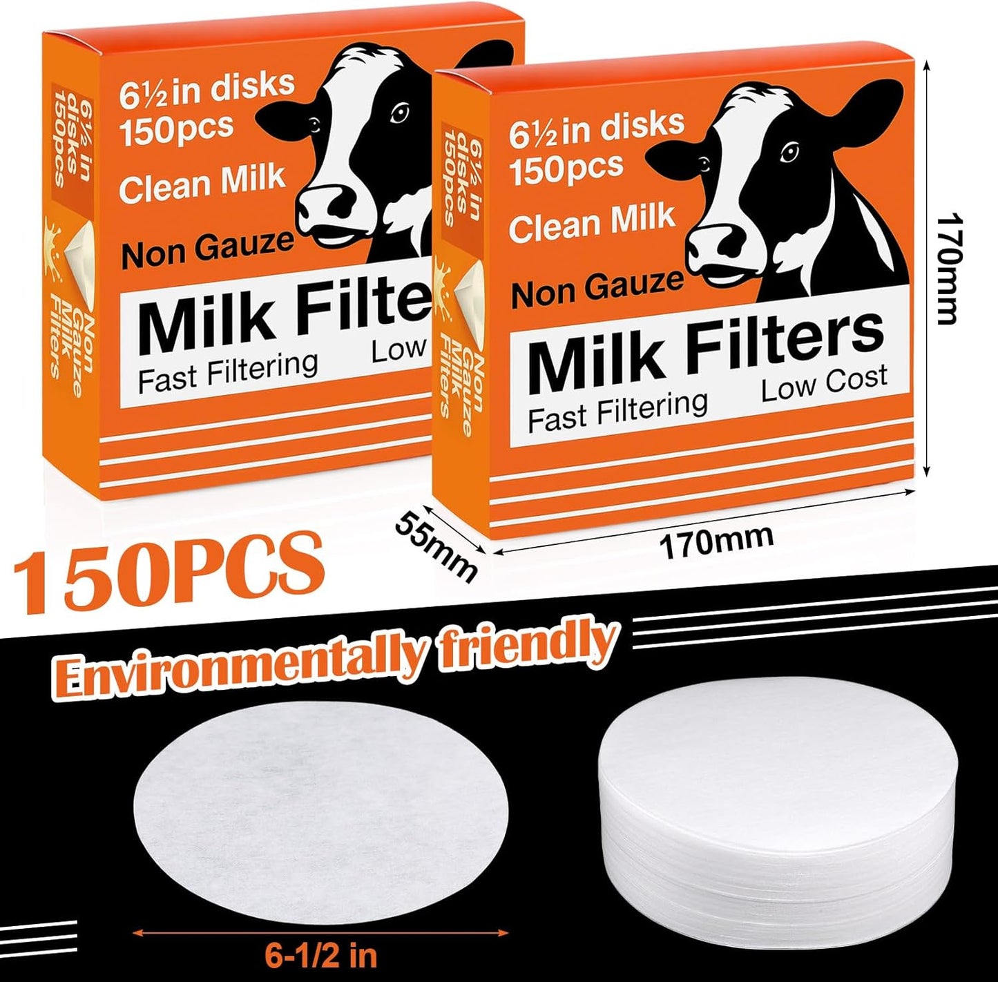 Paquete 150 Discos Filtro Leche Cruda 6.5pulg