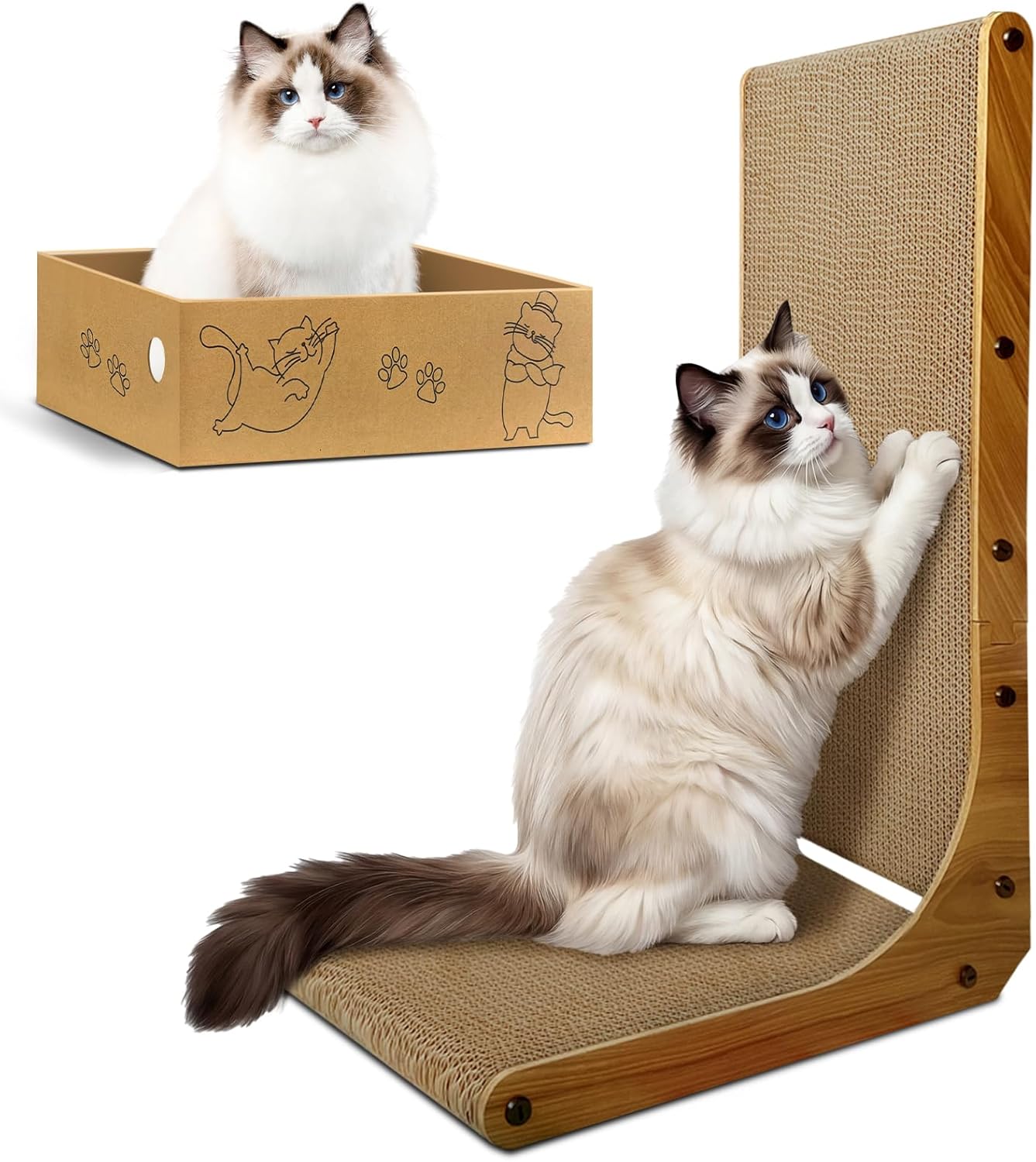 Rascador para gatos en L 26pulg cartón sostenible vertical