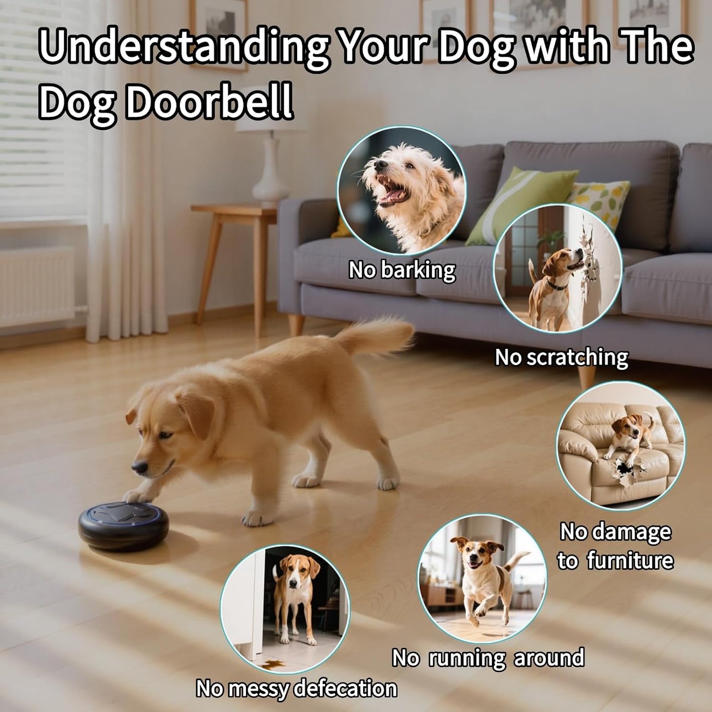 Timbre inalámbrico para perro con 2 botones y 60 melodías