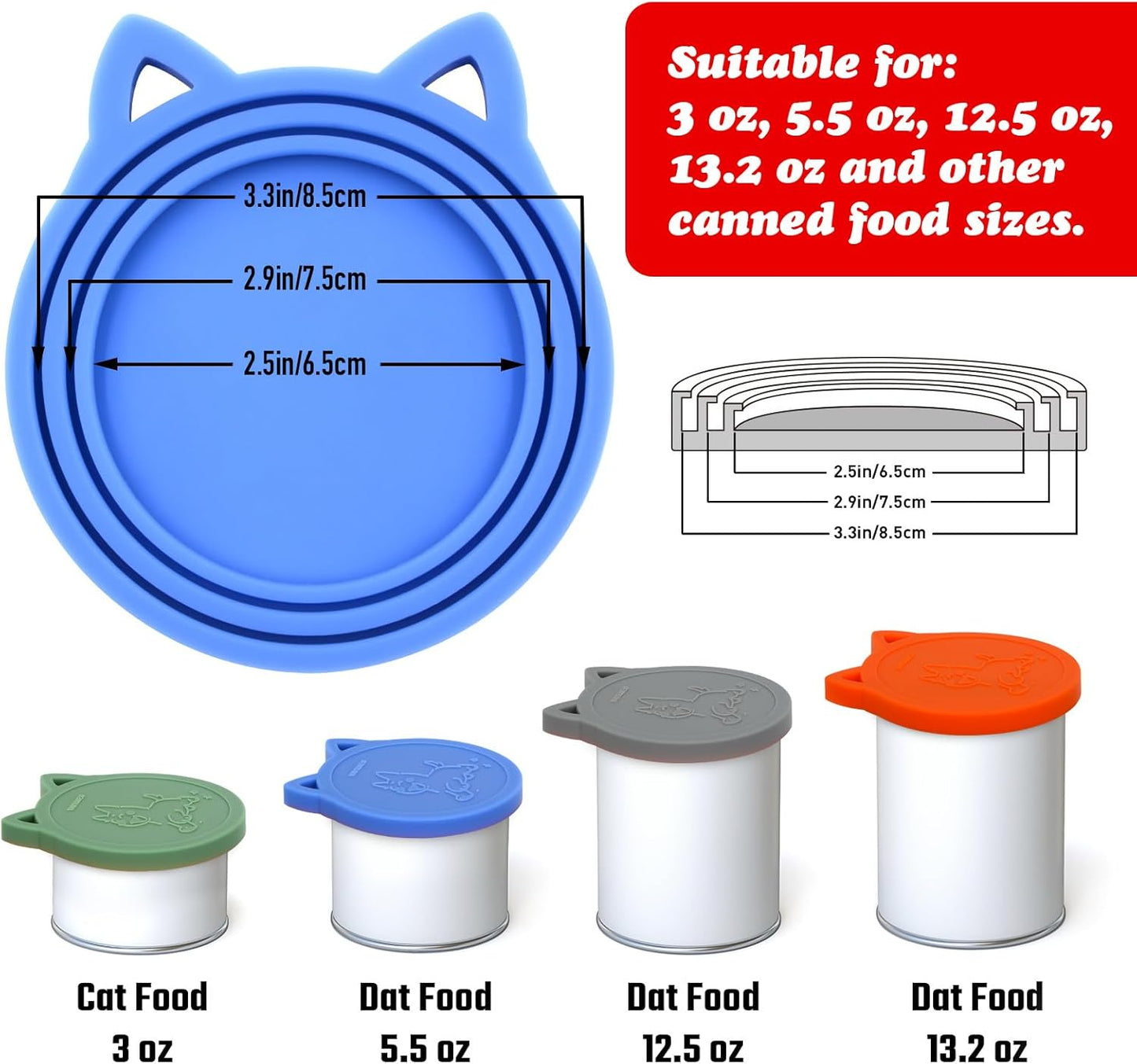 4 Pzas Latas Alimento Mascota Tapas Silicona Universal Sin BPA