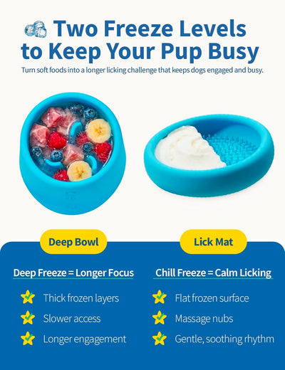 Cuenco congelable 2en1 para perros TPU duradero tapete lamer