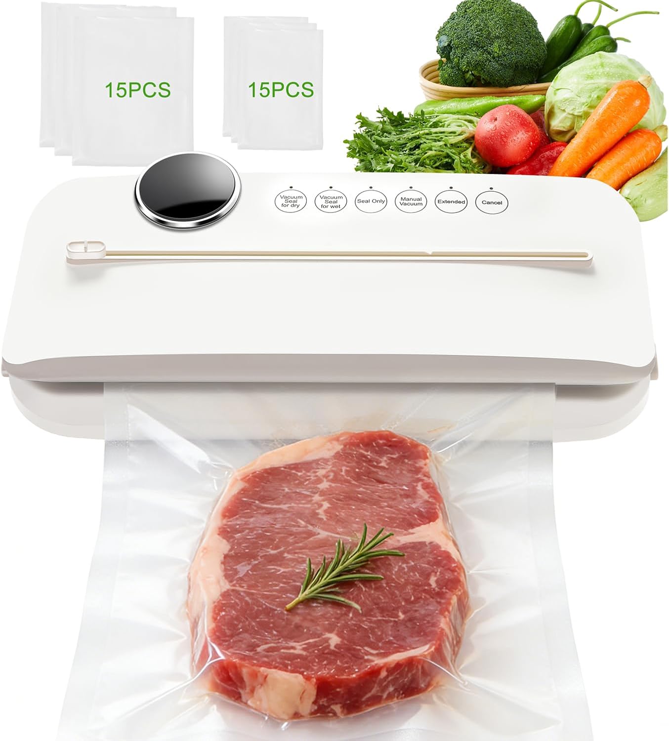 Sellador al vacío alimentos 85kPa motor 170W modo automático