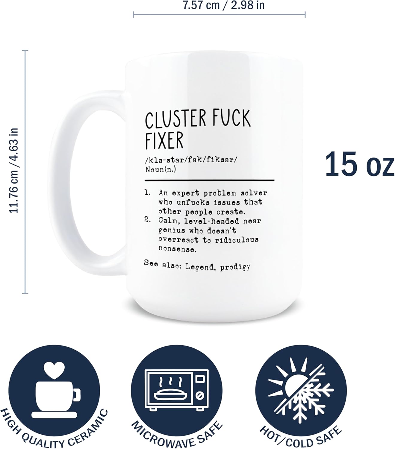 Taza de café sarcástica Cluster Fuck Fixer de cerámica 15 oz