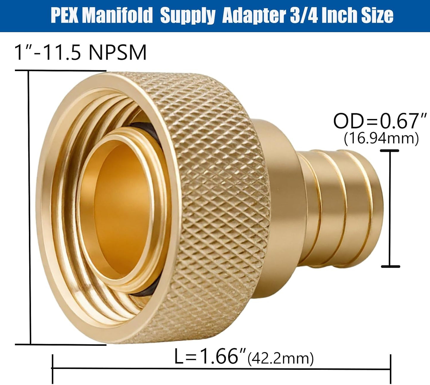 Set 4 Adaptadores Crimpado Latón Sin Pb PEX 3/4"x1 Comp. Viega