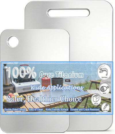 Set 2 Tablas Cortar Titanio Puro Doble Cara Cocina Campamento