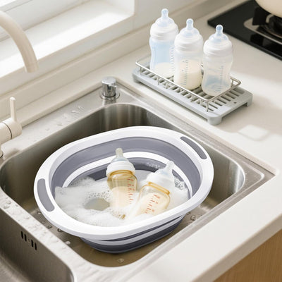 Cubeta de lavado plegable para cocina 7.5L con soporte para rollo de papel