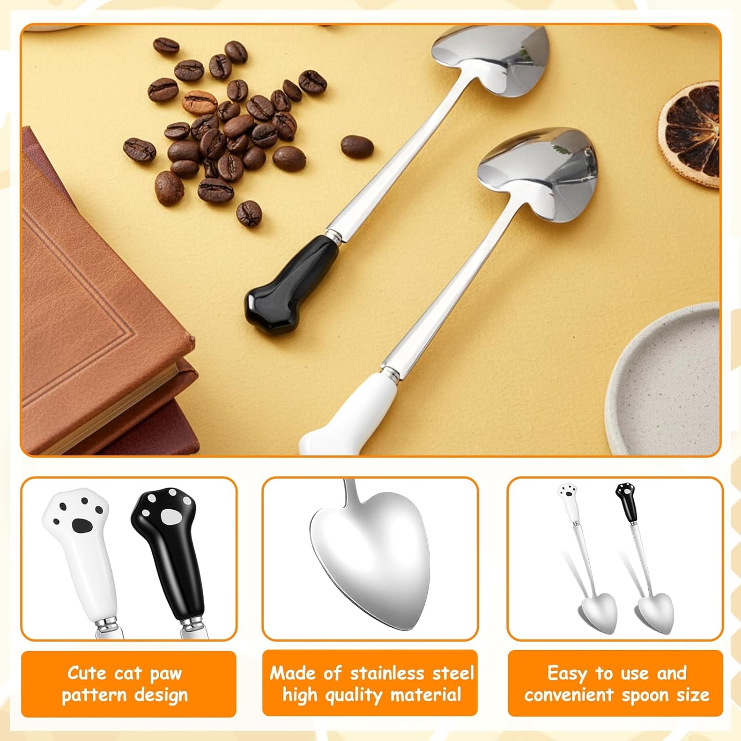 Cuchara acero inox para gatos y perros 2 pzas mango largo