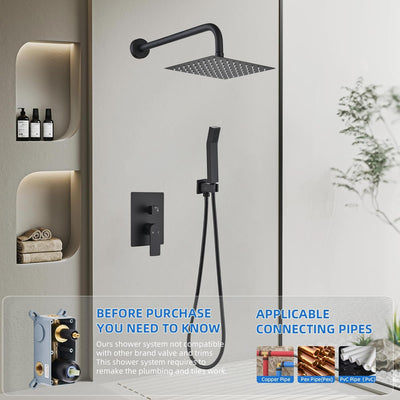Juego grifo ducha negro mate interruptor desviador 8pulg
