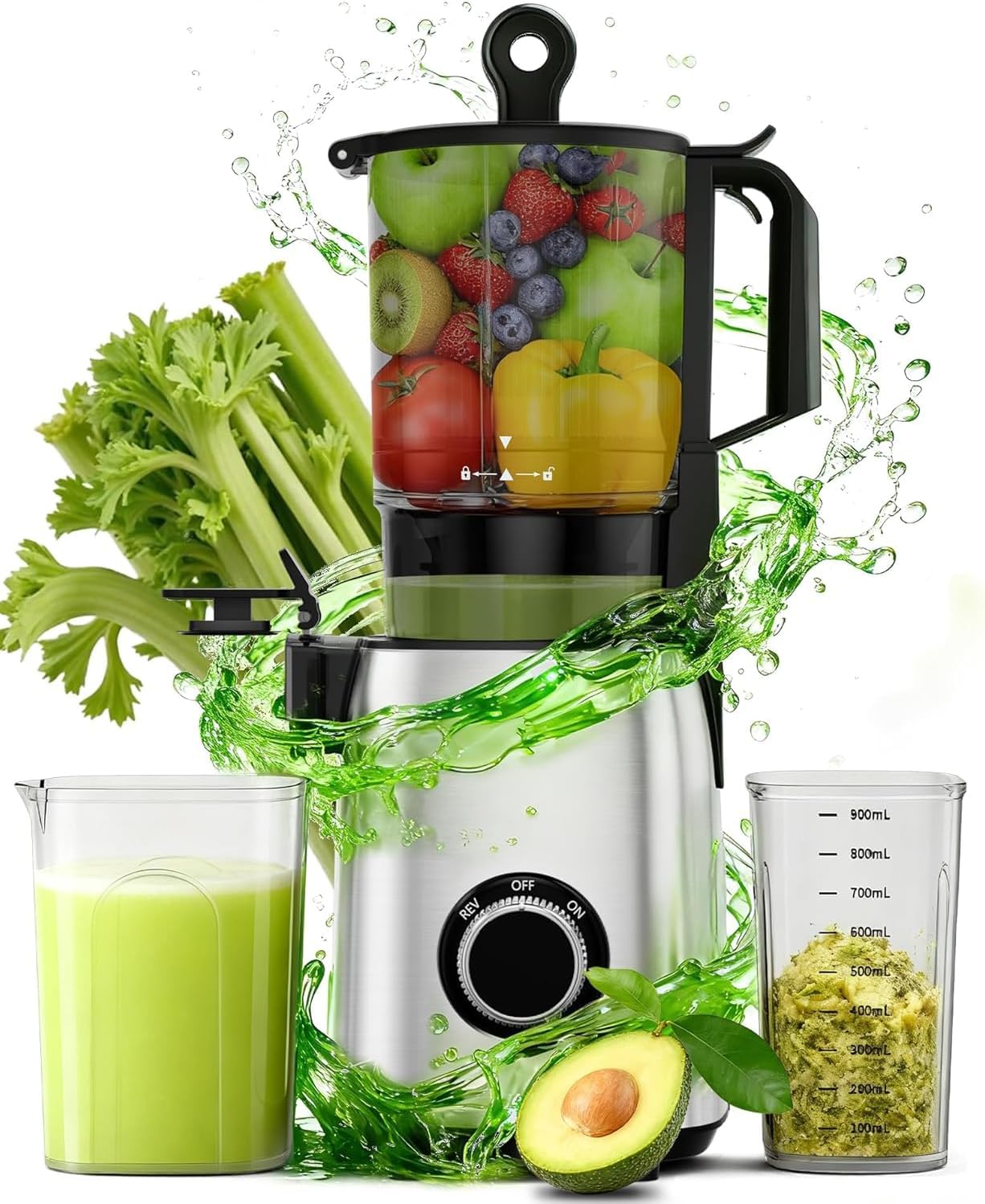 Exprimidor Acero Inox 300W Canal 5.4pulg Función Inversa