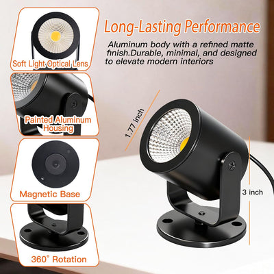 Foco LED USB 5W rotación 360° luz acento para fotos y estantería