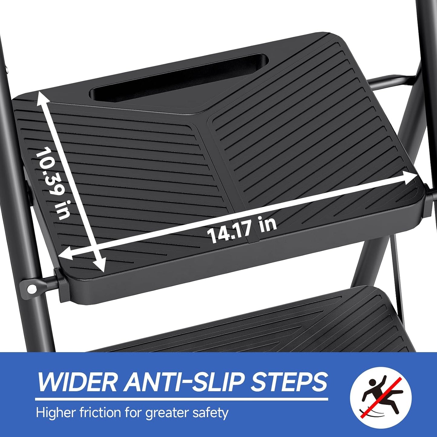 Escalera 4 escalones acero 500lb plegable con pasamanos