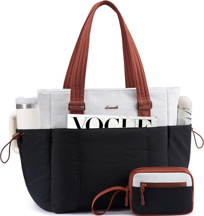 Bolsa de mano para mujer con soporte taza y acolchado para laptop