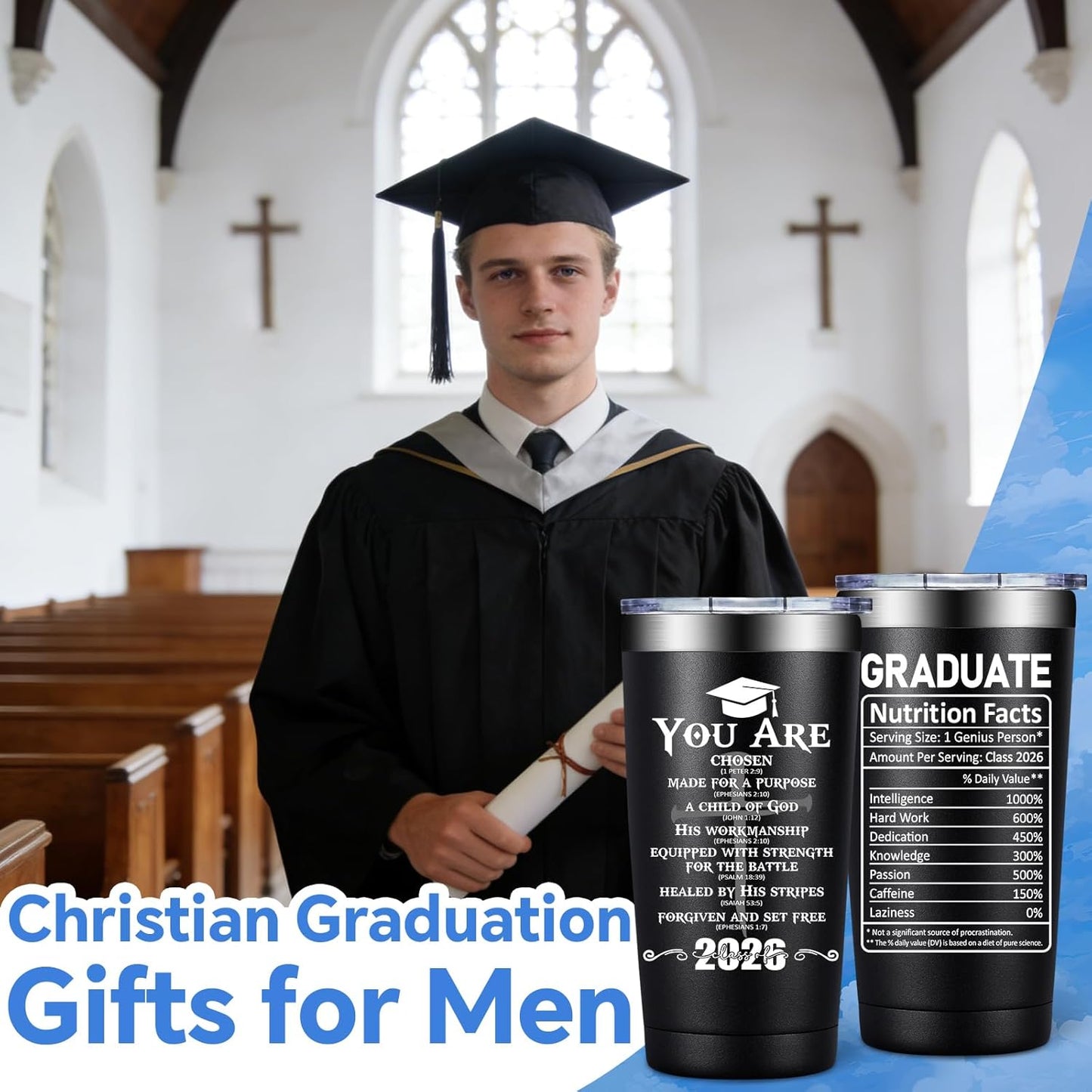 Vaso de graduación cristiano para hombres 2026