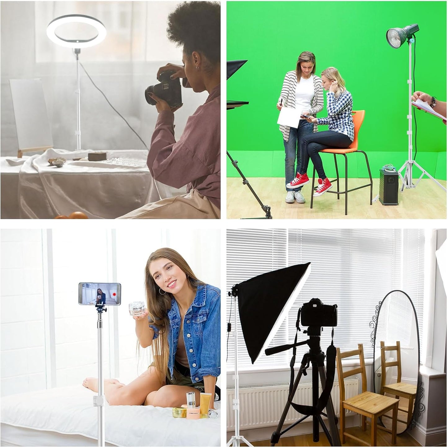 Soporte luz LED 72pulg trípode plegable inversa para vlog YouTube