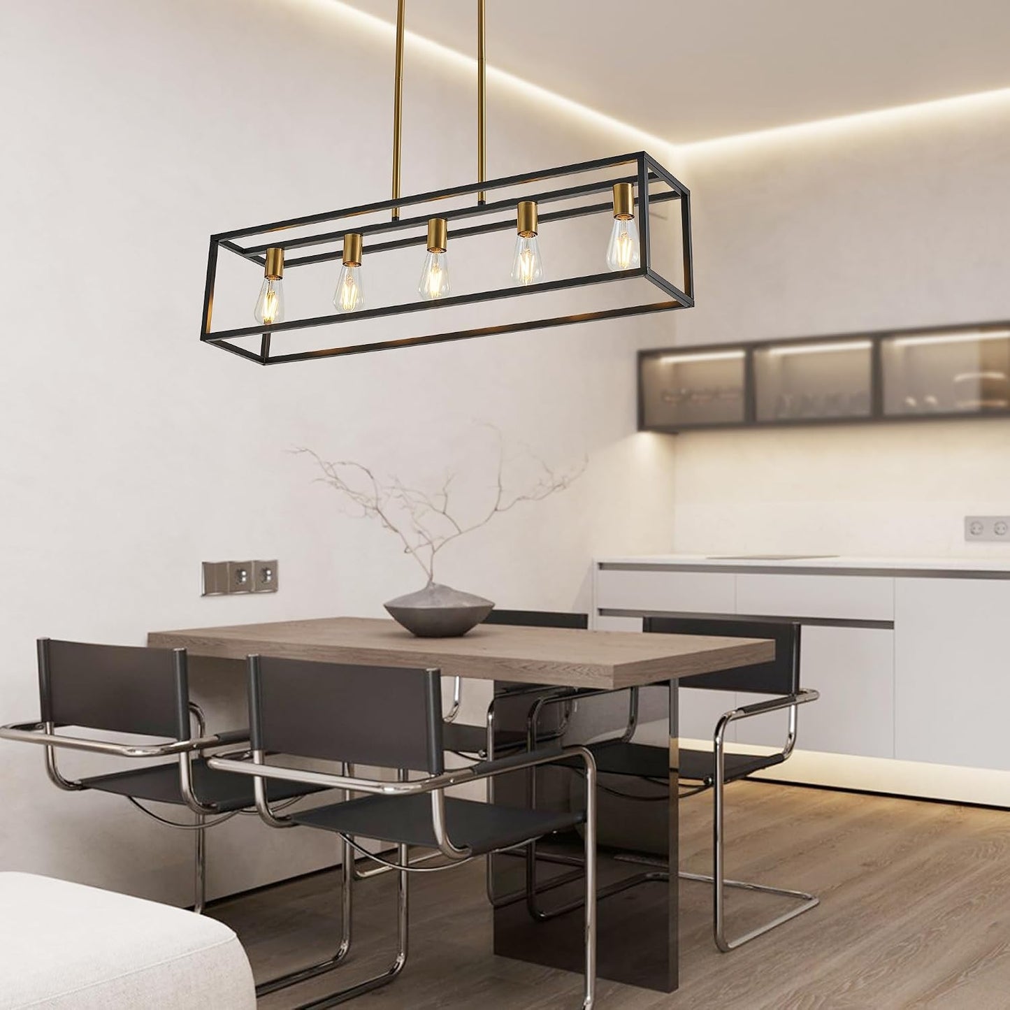 Lámpara colgante industrial mate 5 luces para cocina y comedor