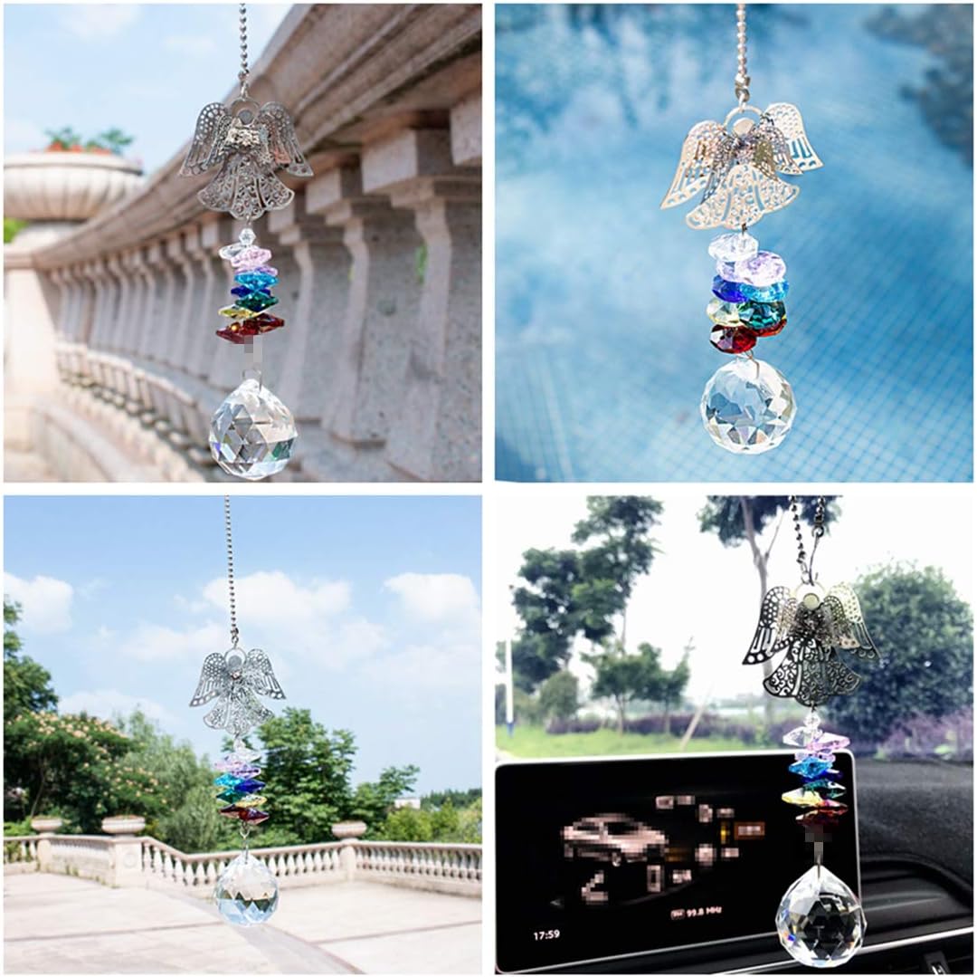 Atrapasol cristal ángel guardián para espejo coche