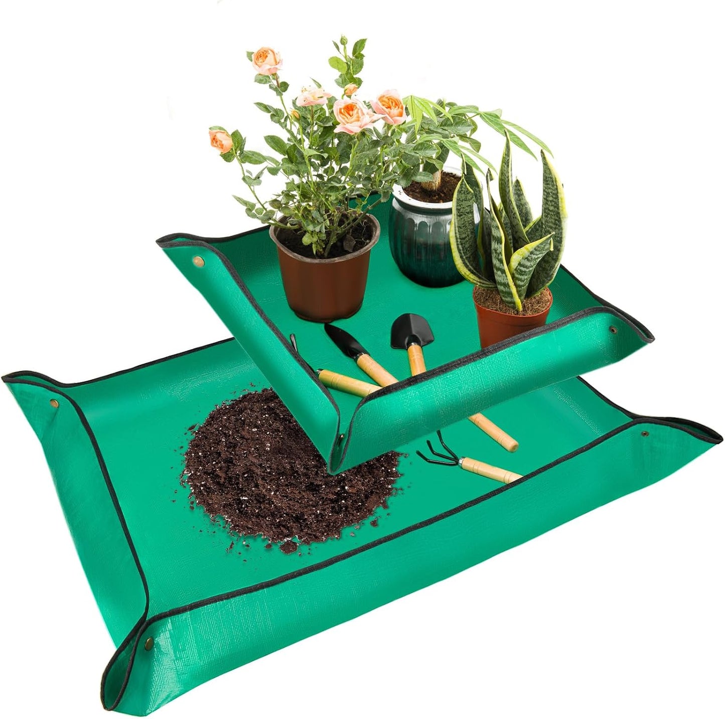 2 Alfombrillas trasplante plantas impermeables interiores