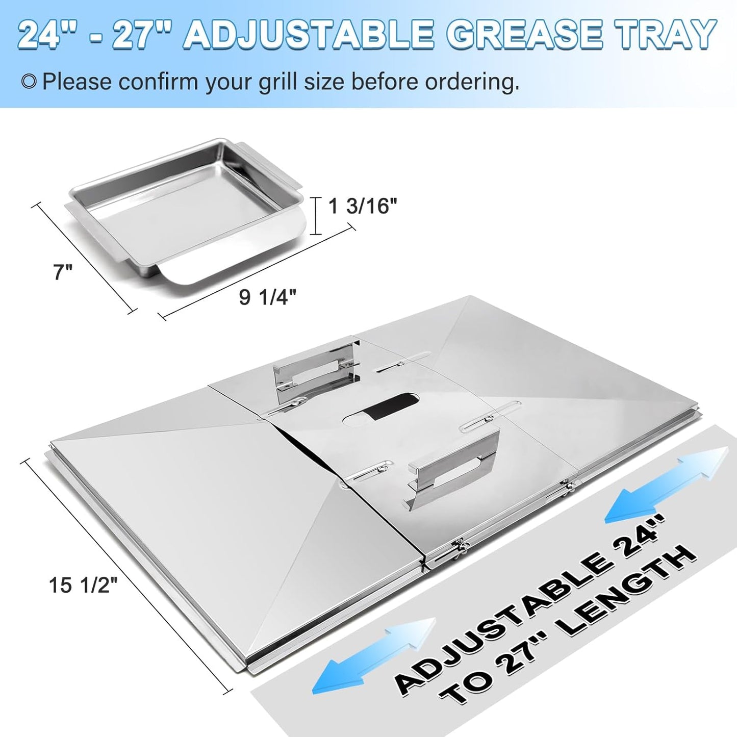 Bandeja goteo ajustable 24-27pulg para Dyna Glo Nexgrill
