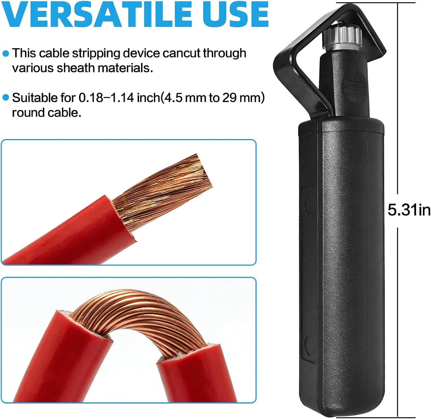Herramienta pelacables diámetro 3/16-1 1/8 pulg ajustable