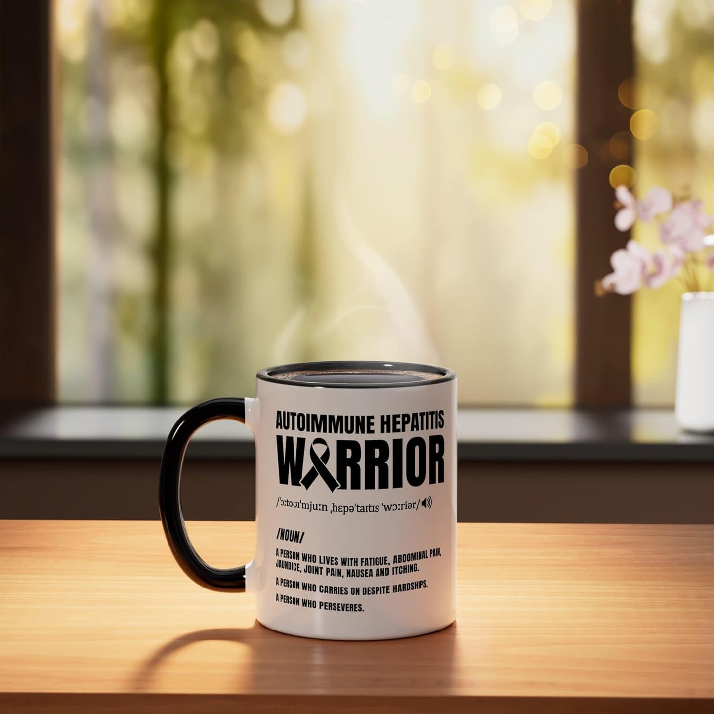 Taza Cerámica Hepatitis Warrior Negro/Blanco
