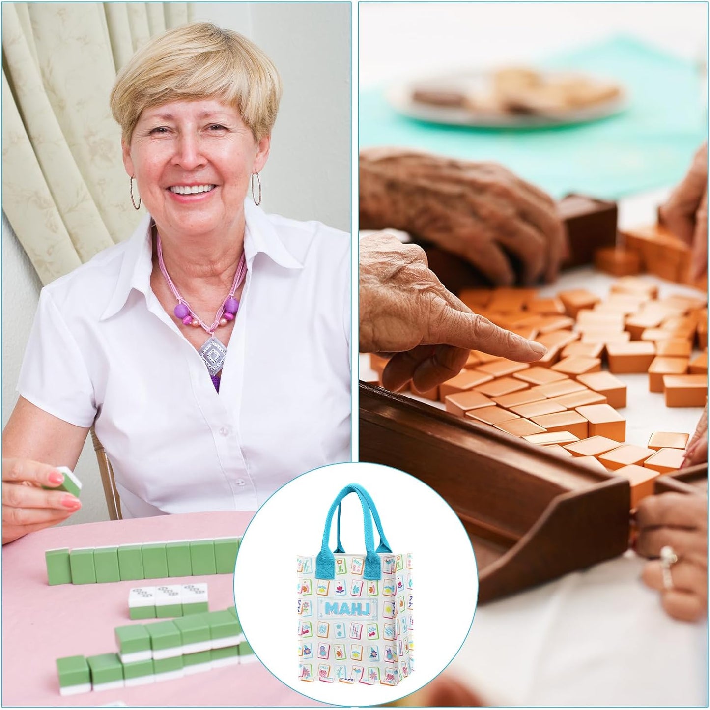 Juego de 2 bolsas Mahjong para mujer, regalo dia madre y cumpleaños