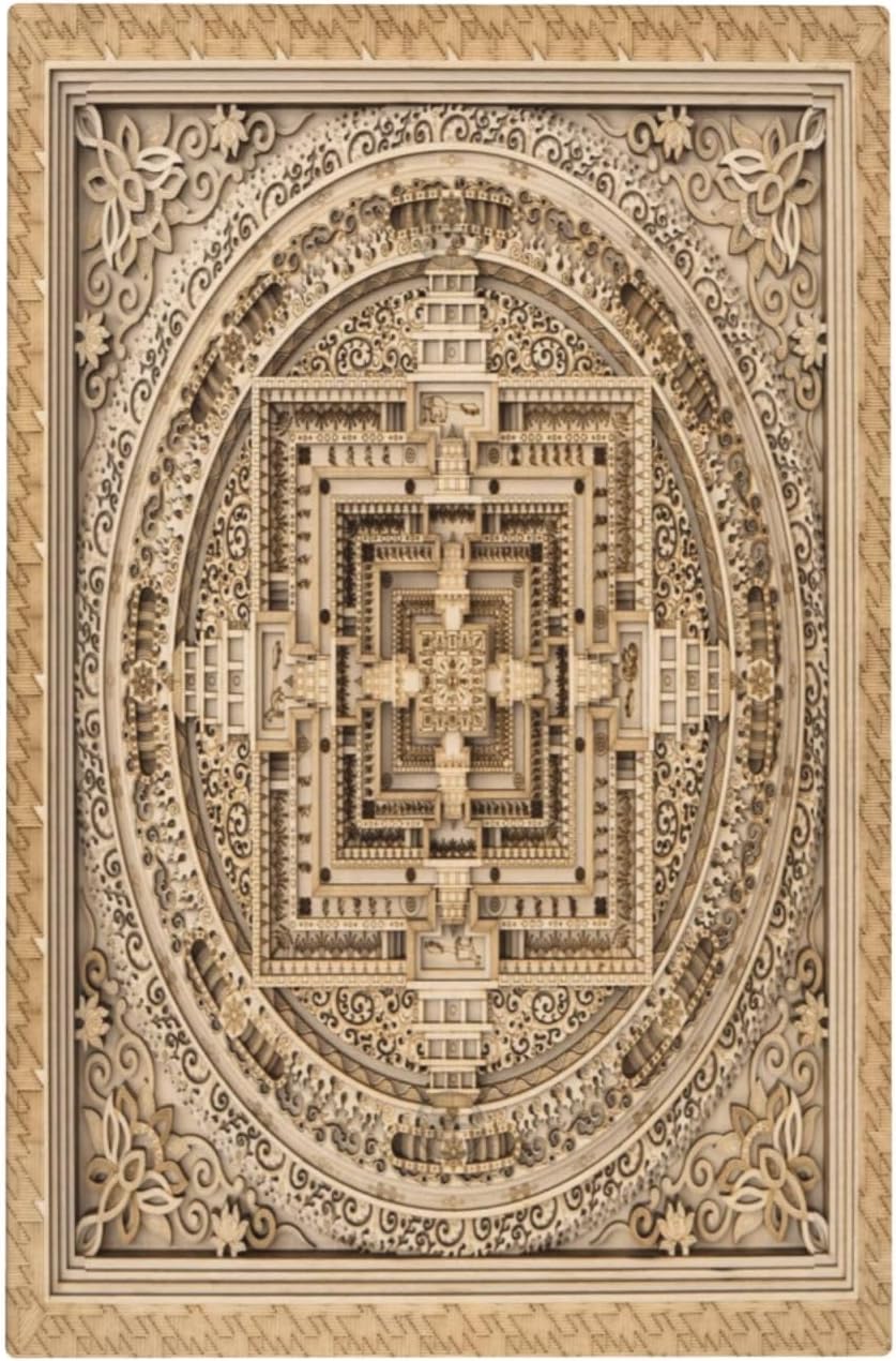 Cubierta interruptor madera rústica diseño mandala