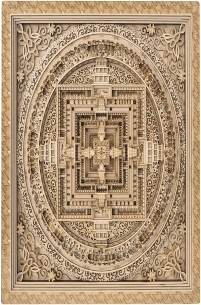 Cubierta interruptor madera rústica diseño mandala