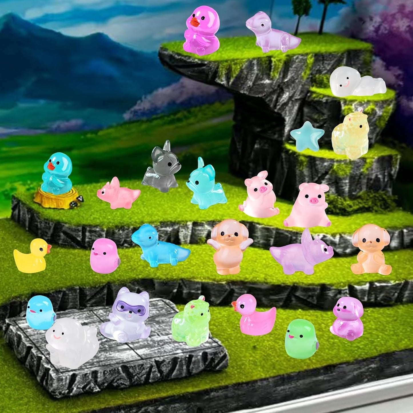 200 figuras resina animales luminosas para muñecas y decoración