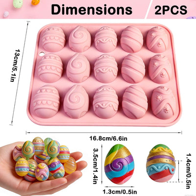 Moldes de silicona para huevos de Pascua y golosinas, paquete de 2