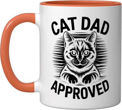 Taza Cerámica Aprobada por el Dueño de Gato Naranja/Blanco