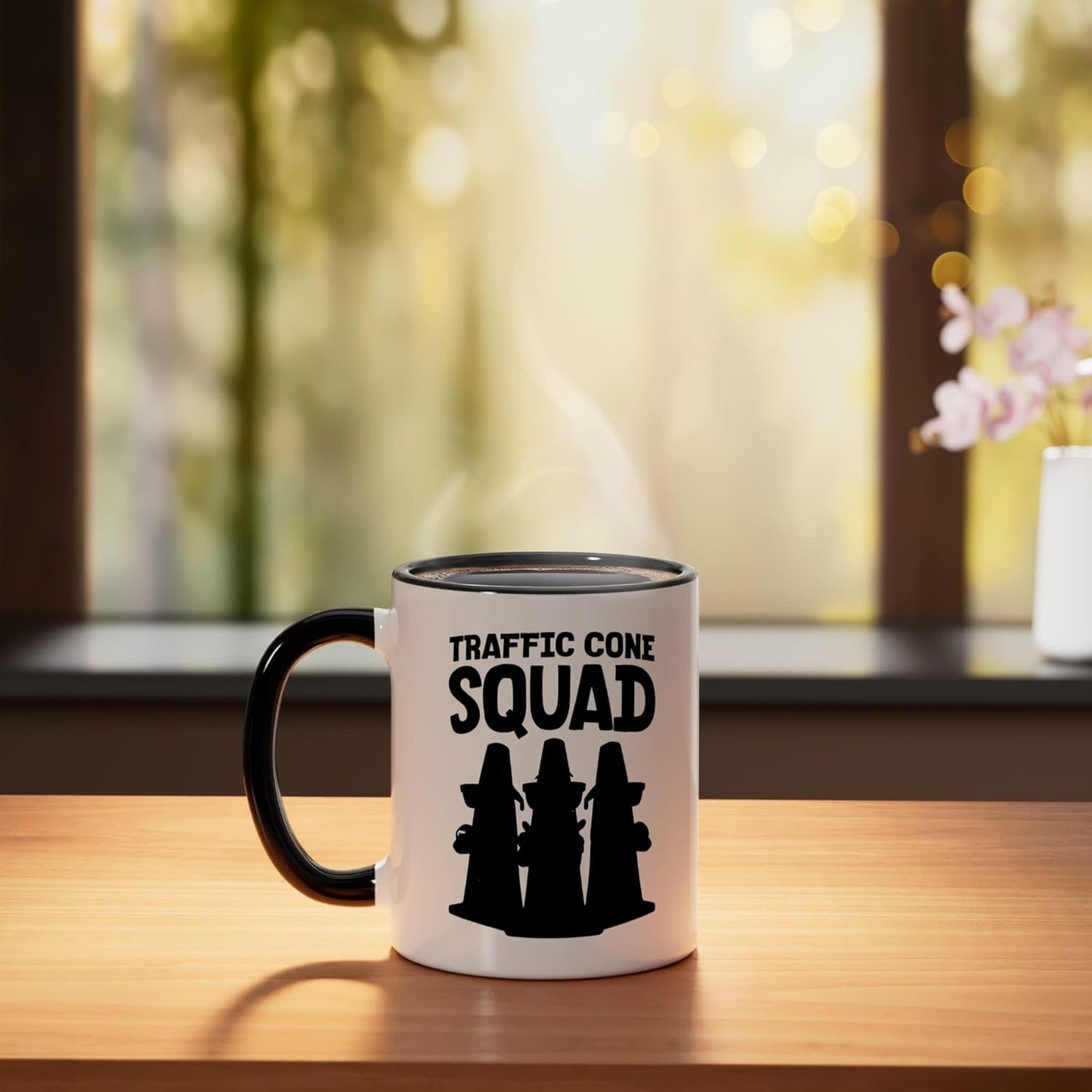 Taza Cerámica Cono de Tráfico Negro/Blanco