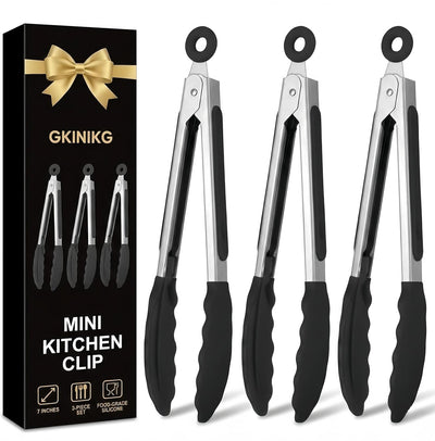 Pinzas acero inox con punta silicona set 3 para cocina