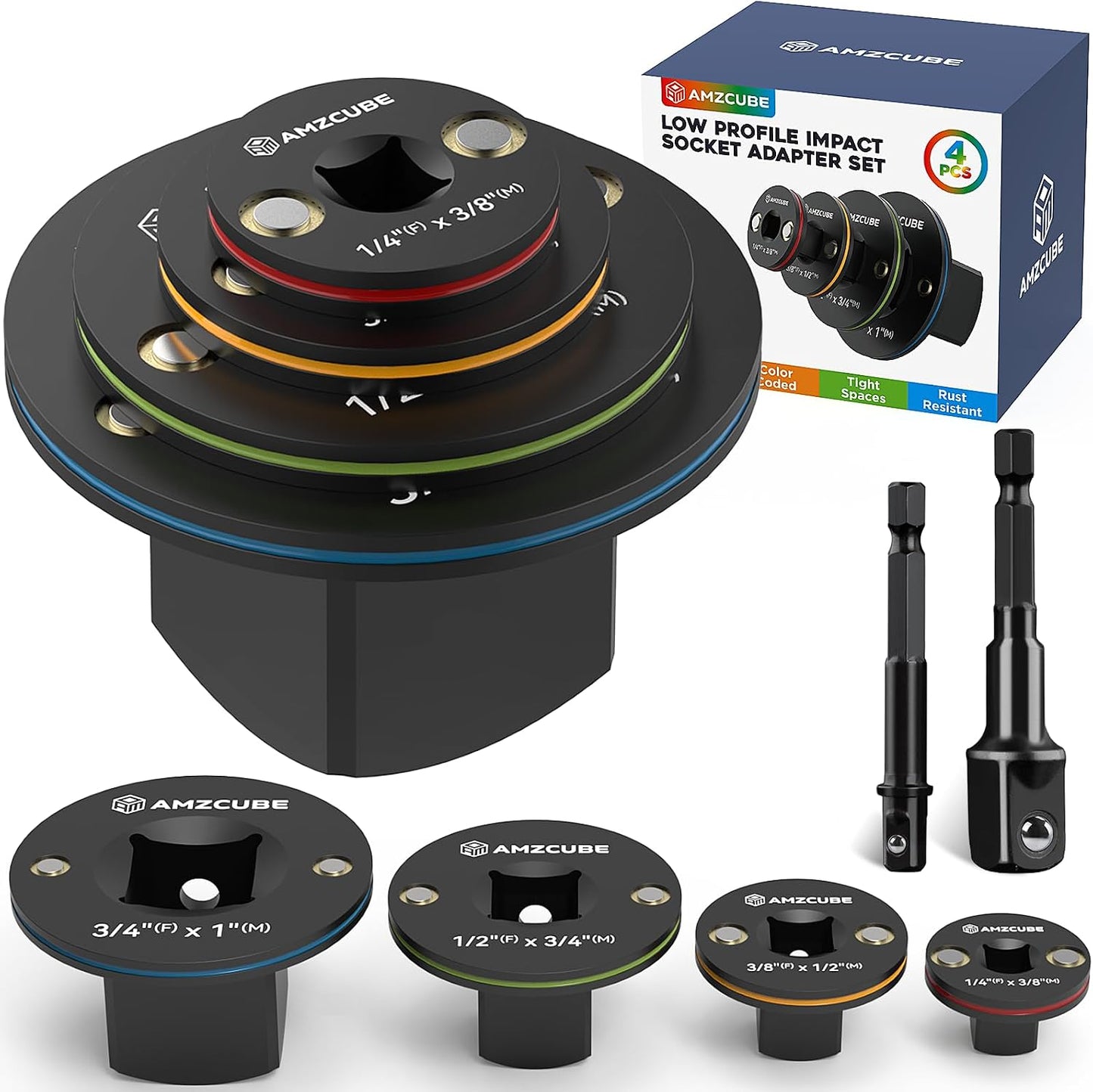 Set Adaptadores Impacto Cr-Mo Color 1/4-1"