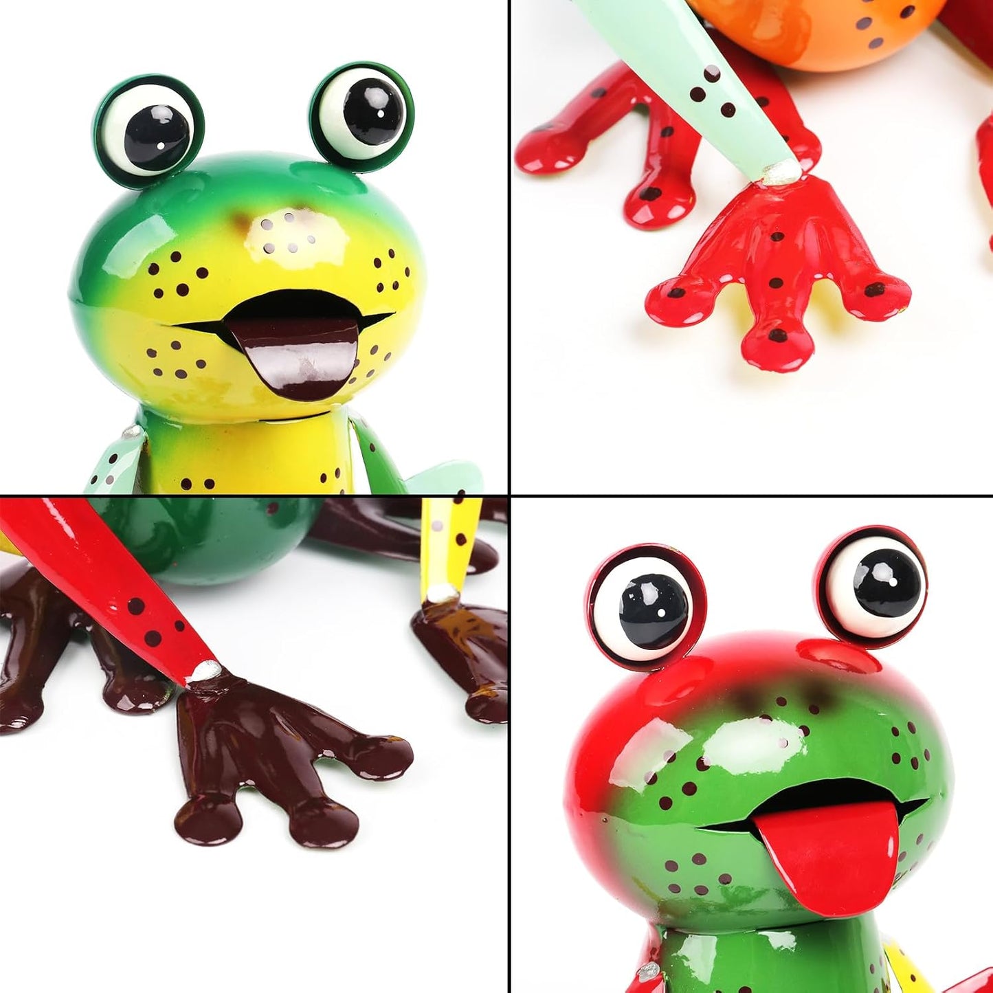 Juego 2 ranas decoración jardín patio amarillo verde