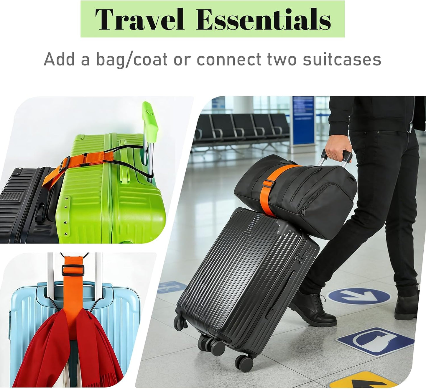 Correas ajustables para maleta elásticas 4PCS naranja