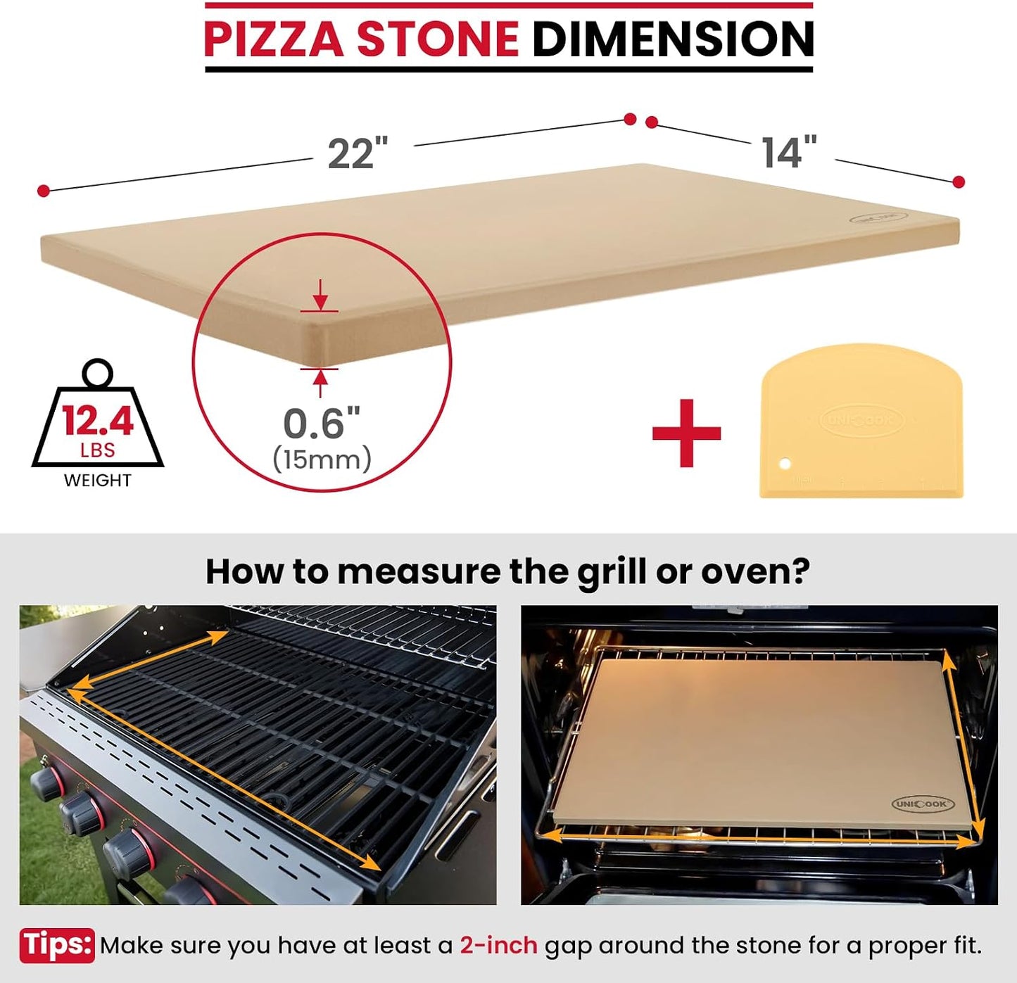 Tabla piedra para pizza 22x14pulg rectangular hornear resistente