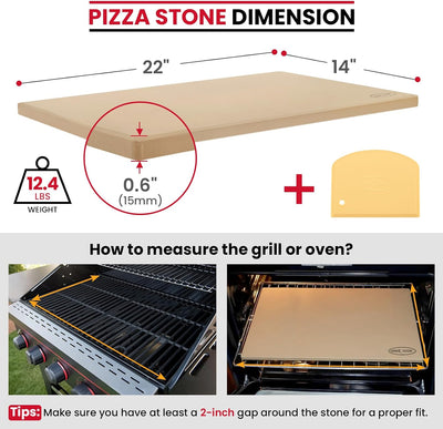 Tabla piedra para pizza 22x14pulg rectangular hornear resistente