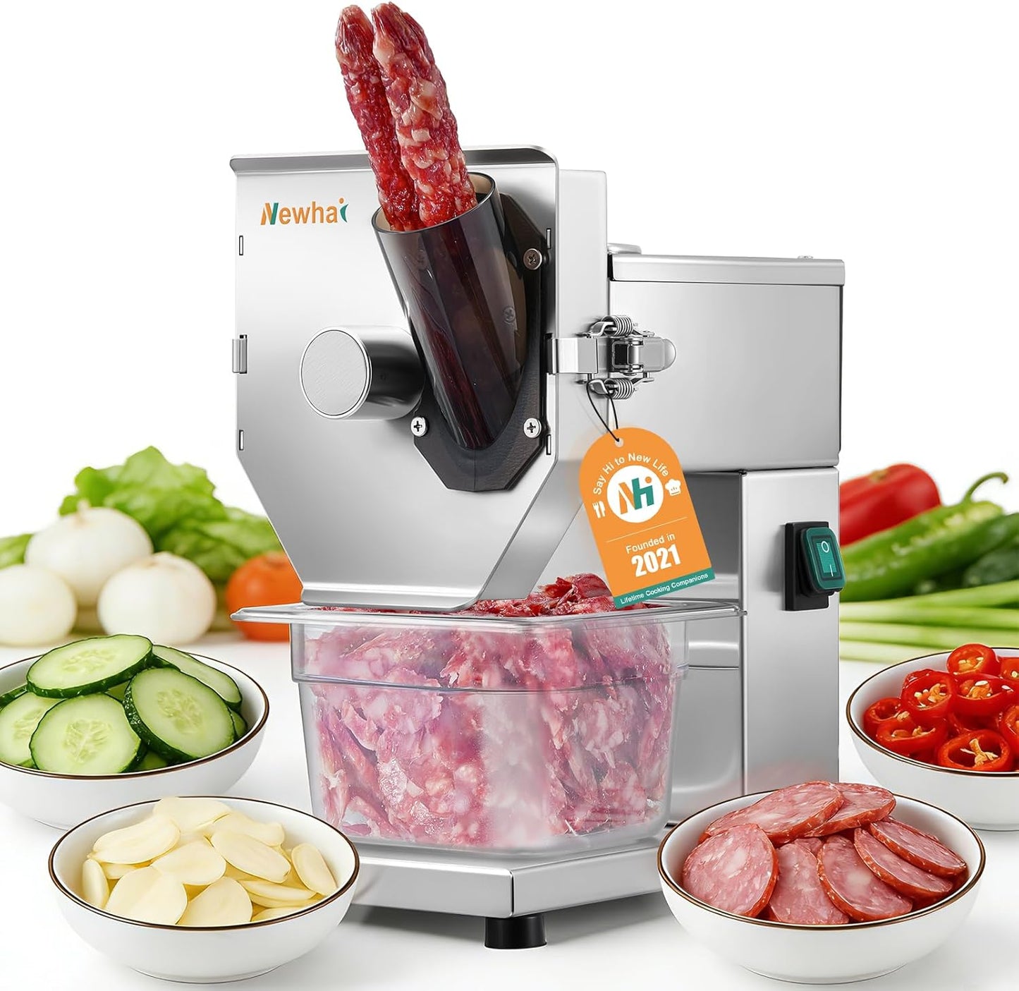 Cortadora salchichas acero inox 200W automática