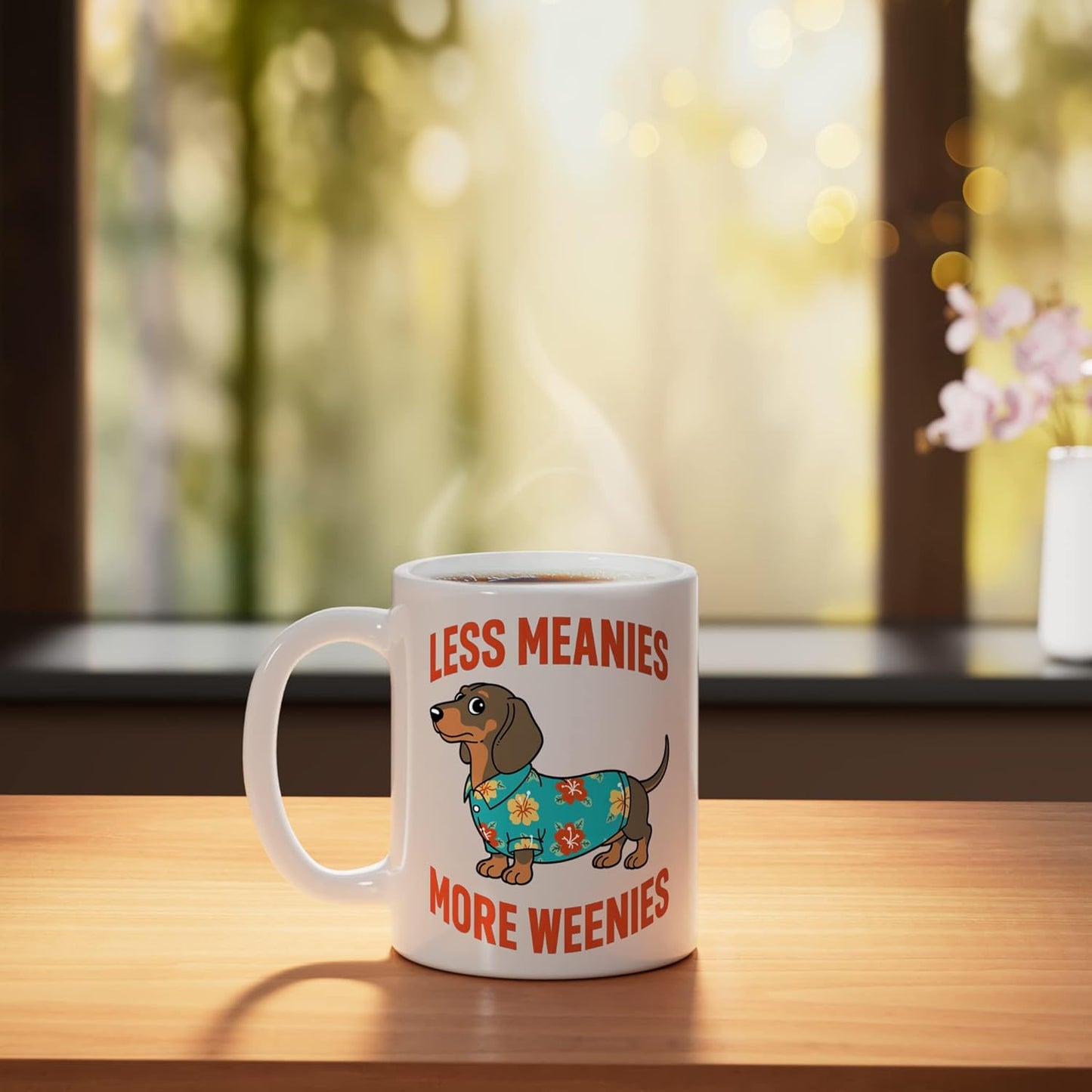 Taza Cerámica Perro Dachshund Blanca
