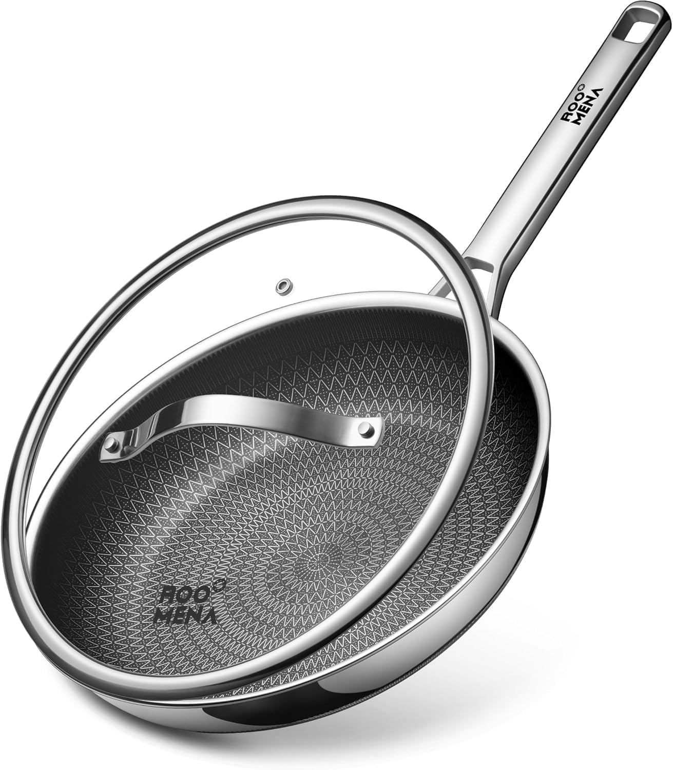 Sartén cerámica híbrida 12pulg acero inox 3 capas sin PFAS