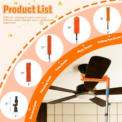 Kit limpiador ventilador techo 5-26pies microfibra paño reemplazable