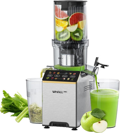 Exprimidor frío acero inox con canal ancho y panel ergonómico gris