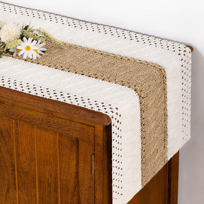 Camino mesa bohemio tejido algodón lino decoración hogar