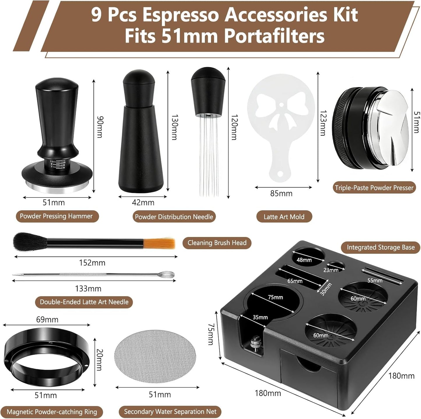 Kit accesorios espresso anillo captura polvo prensador